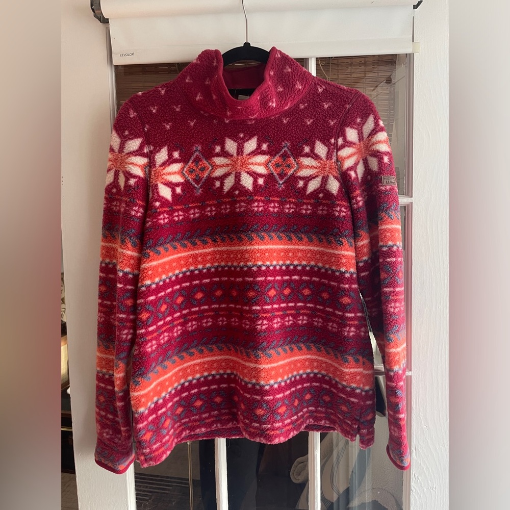 LL BEAN Women's Cozy Cottage Fleece, Funnelneck Pullover